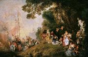 Jean-Antoine Watteau Pilgrimage to Cythera (mk08) Sweden oil painting reproduction